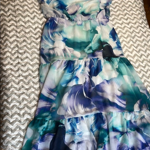 Joseph Ribkoff Signature Stunning Flowy Tropical Print Dress sz 16 - Picture 5 of 16